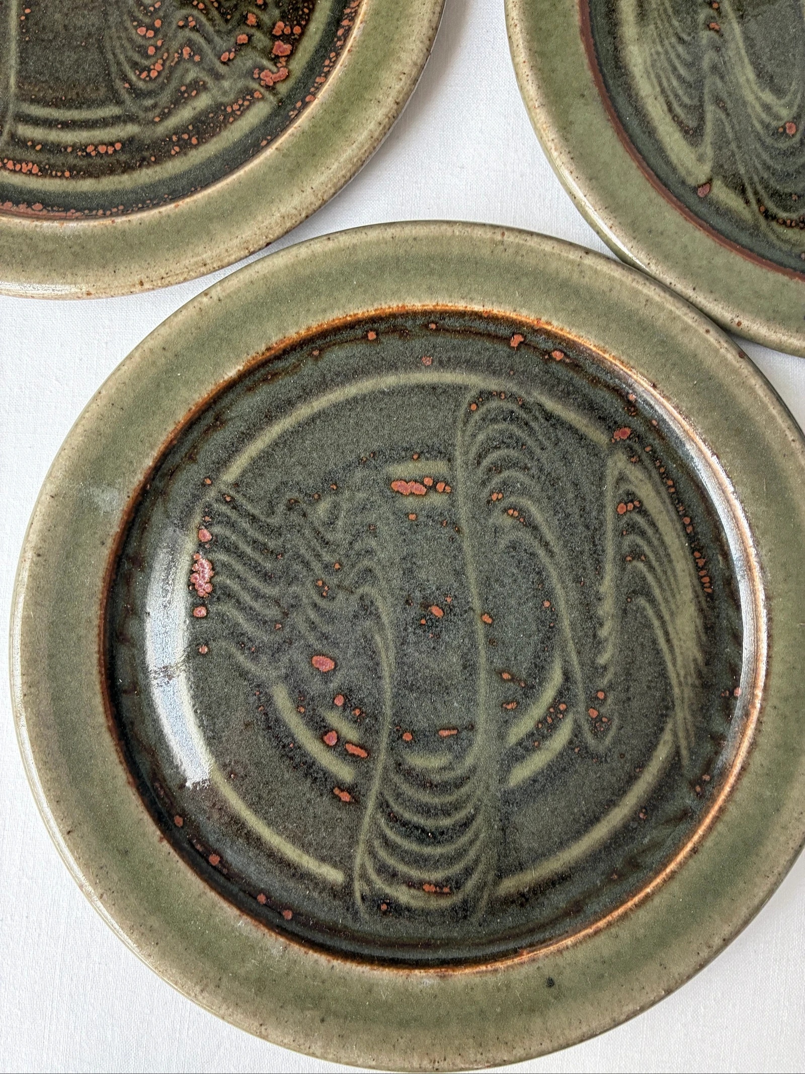 Vintage Studio Pottery Keramiek Service - 4 pièces - Vert/Brun – photo 2